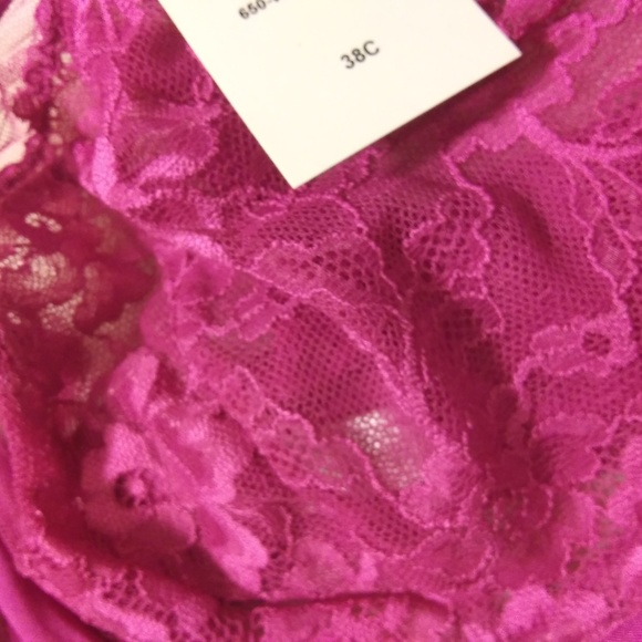 Fuchsia Dark Pink Lace Underwire Bra - Picture 4 of 4